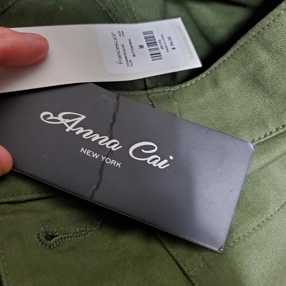 Anna Cai Olive Button Front Pants Size M.Waist approx: 14.5 inches Inseam app - Picture 7 of 9